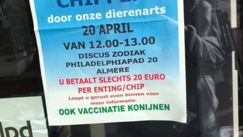 Laat uw huisdier 20 april enten en/of chippen bij Zodiak 